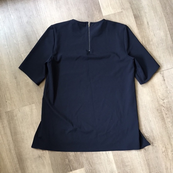 Zara xs blouse navy blue 1/4 zipper on back - Picture 7 of 7